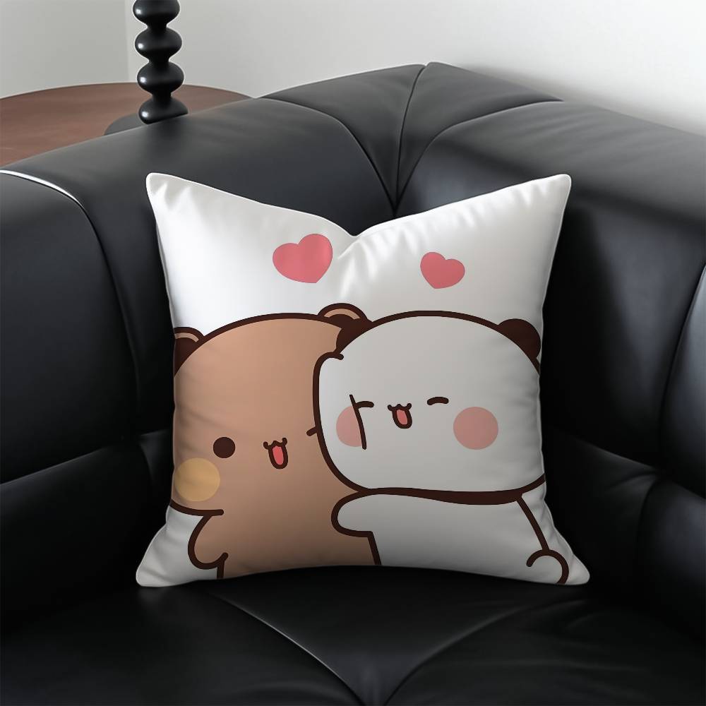 

Cartoon Role Bubu Dudu Couple Pillow Case Anti-dustmite Pillowcase Invisible zipper silky short plush Sofa cushion cover 12x12Inch