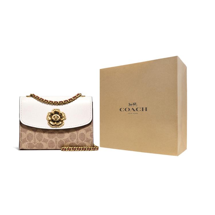 COACH PARKER Coated Canvas With Calfskin Crossbody Bags Small Women's White & Brown Monogram 34256-B4HA