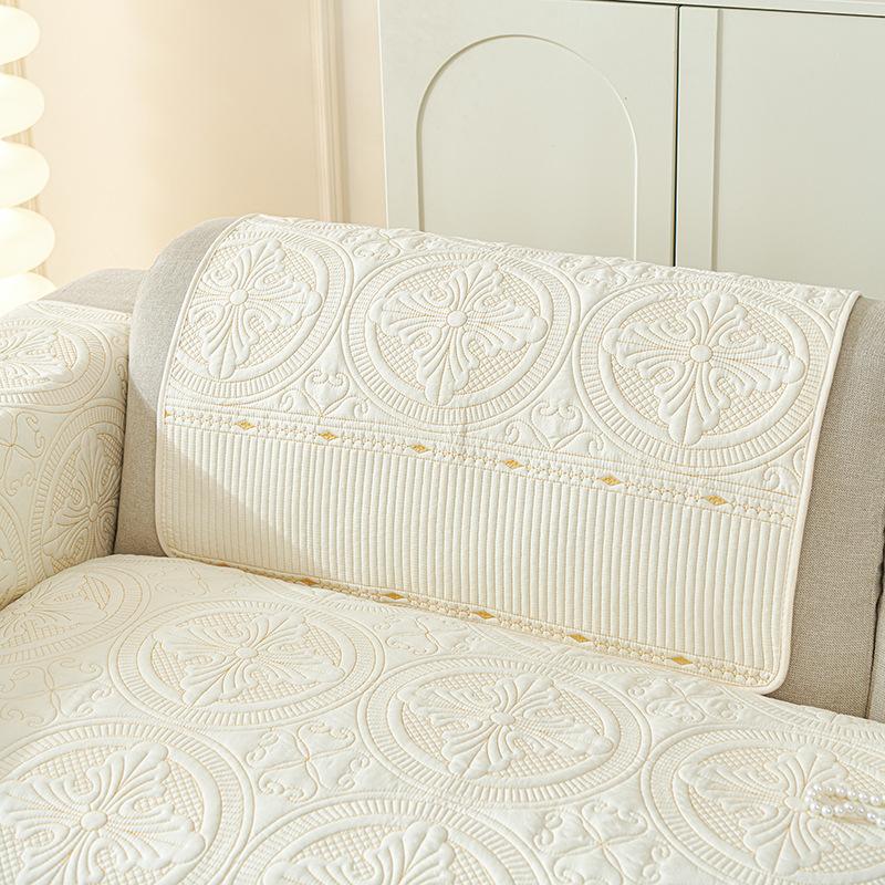 Cream Wind Sofa Cushion, High-End Sense, Universal In All Seasons, Simple And Modern Non-Slip Washed Cotton Fabric Seat Cushion Cover