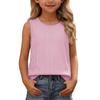 Ärmelloses Tanktop für Mädchen Lässiges Sommer-T-Shirt Leichter weicher Stoff Gestreiftes Muster Bequeme Passform Kinderkleidung