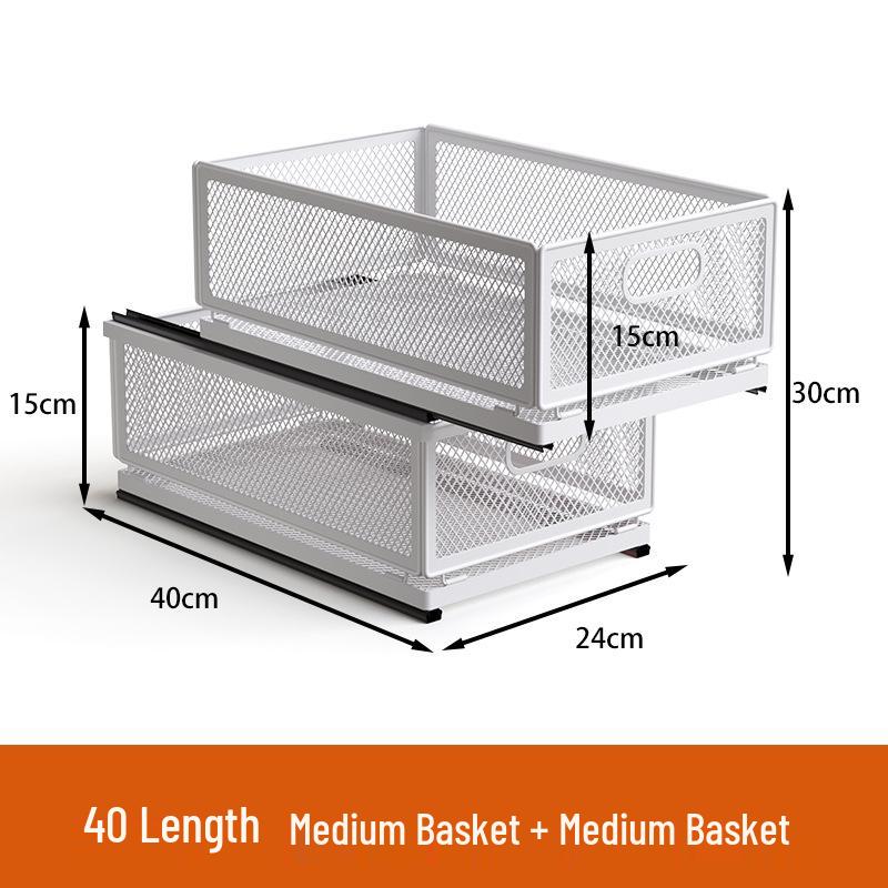 Vícevrstvý výsuvný kuchyňský úložný koš na svačiny, koření a sklenice