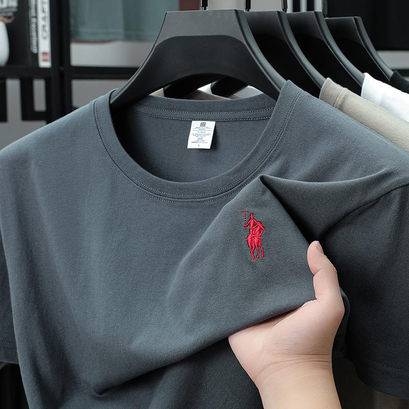 Herren High-End Atmungsaktives Baumwoll-T-Shirt mit kleinem Pony-Logo - Sommer Rundhals, Kurzarm, Business Casual Mode.