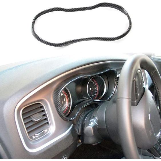 crosselec Carbon Fiber Dashboard Meter Panel Frame Cover Trim Interior Decoration Accessories for Dodge Charger 2015-2021 (Black) чёрный