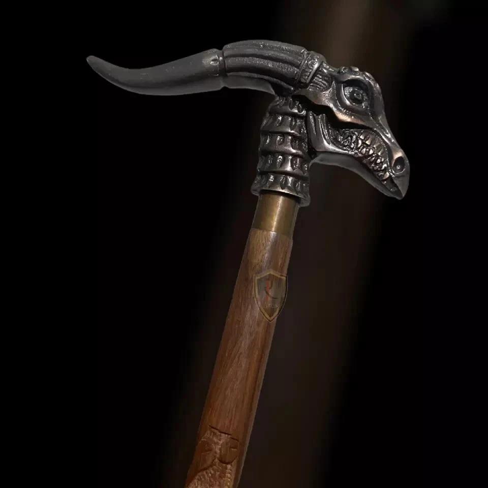 Gentlemen Walking Stick Antique Dragon Head Handle Nautical Wooden Walking Cane