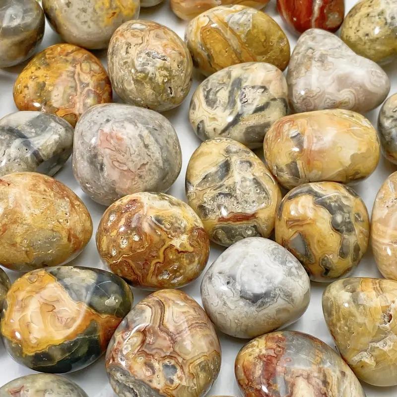 

High Quality Crazy Agate Tumbled Stones 10-30mm Natural Mineral Crystals for Jewelry Making, Home Garden Decor 5pcs