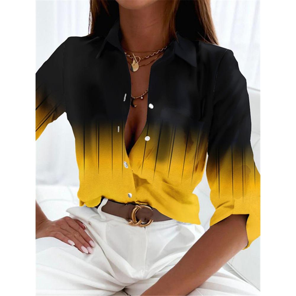 Fashion Gradient Pattern 3D Print Women Long Sleeve Shirts Spring Autumn Holiday Casual Street Ladies Blouse Women's Clothing