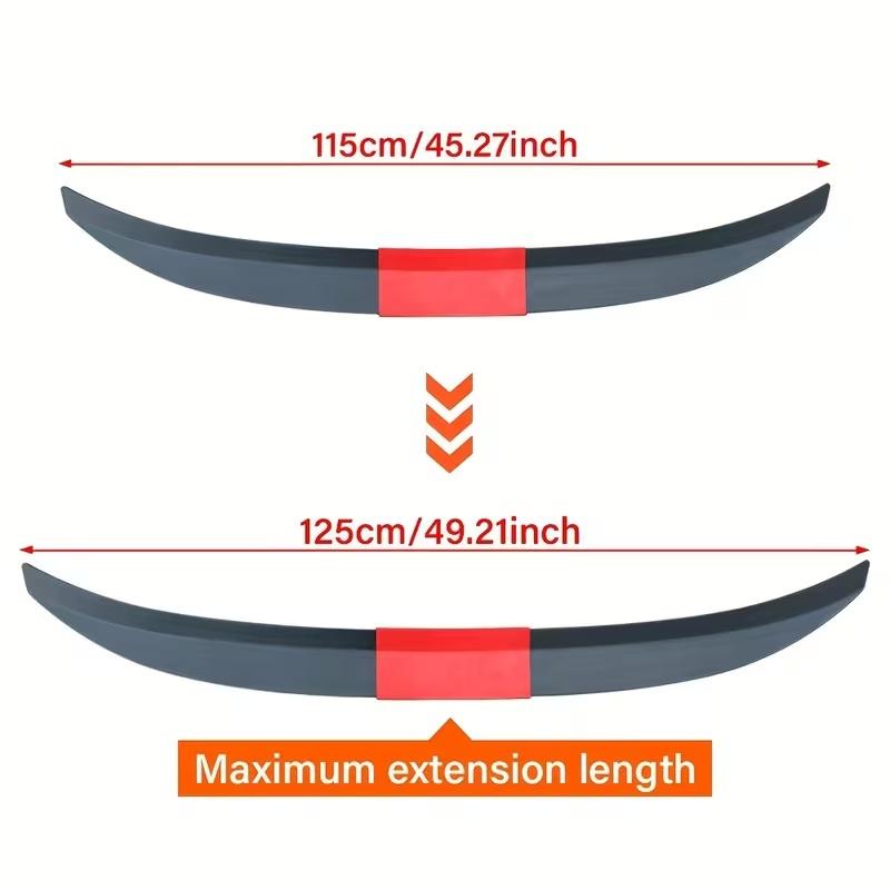 3-Section ABS Rear Trunk Spoiler 115-125cm Adjustable Sports Decor Top Wing Car Parts