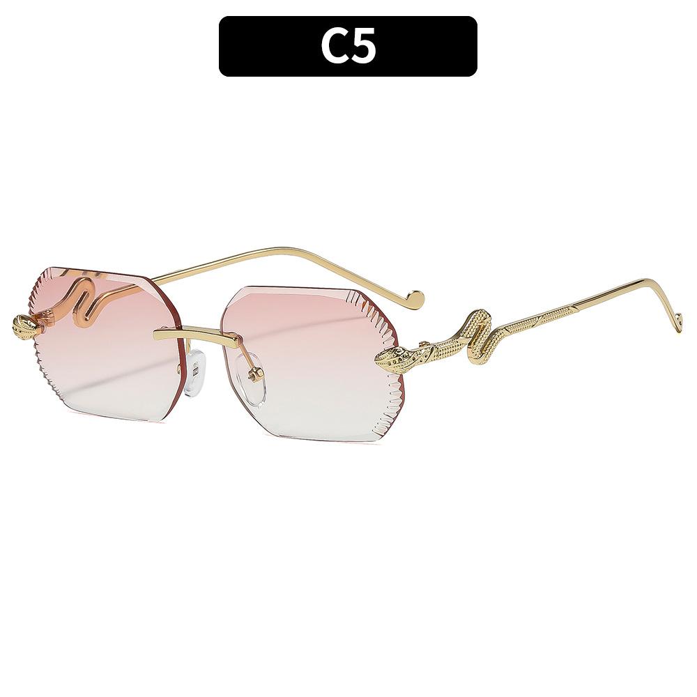 European And American New Fashion Personalized Snakehead Frameless Temple Sunglasses Trimmed Irregular High-End Sunglasses Trendy Glasses