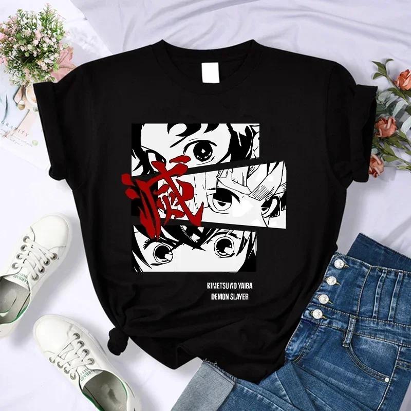 Demon Slayer T Shirt Women Tshirt Female Tanjirou Kamado Graphic Tee Shirt Japanese Anime Manga T-shirt Streetwear Tops Tees