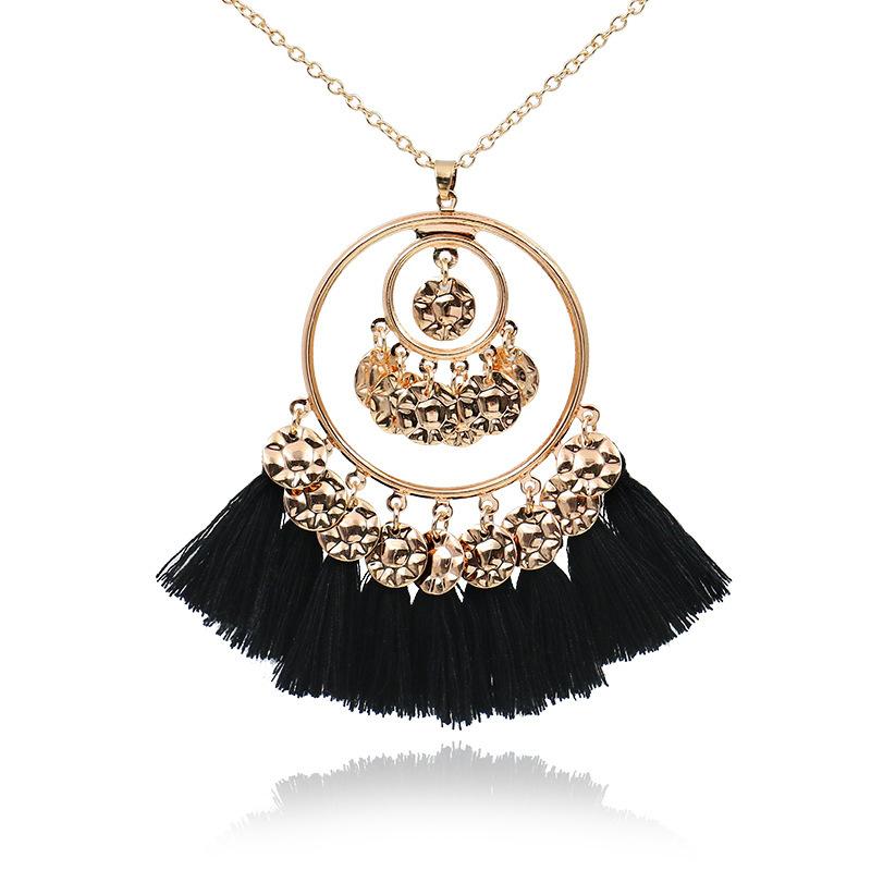 

GemChic женское новое винтажное ожерелье с бахромой из золотого сплава, классическое этническое модное ювелирное украшение на день рождения, Рождество, подарок чёрный