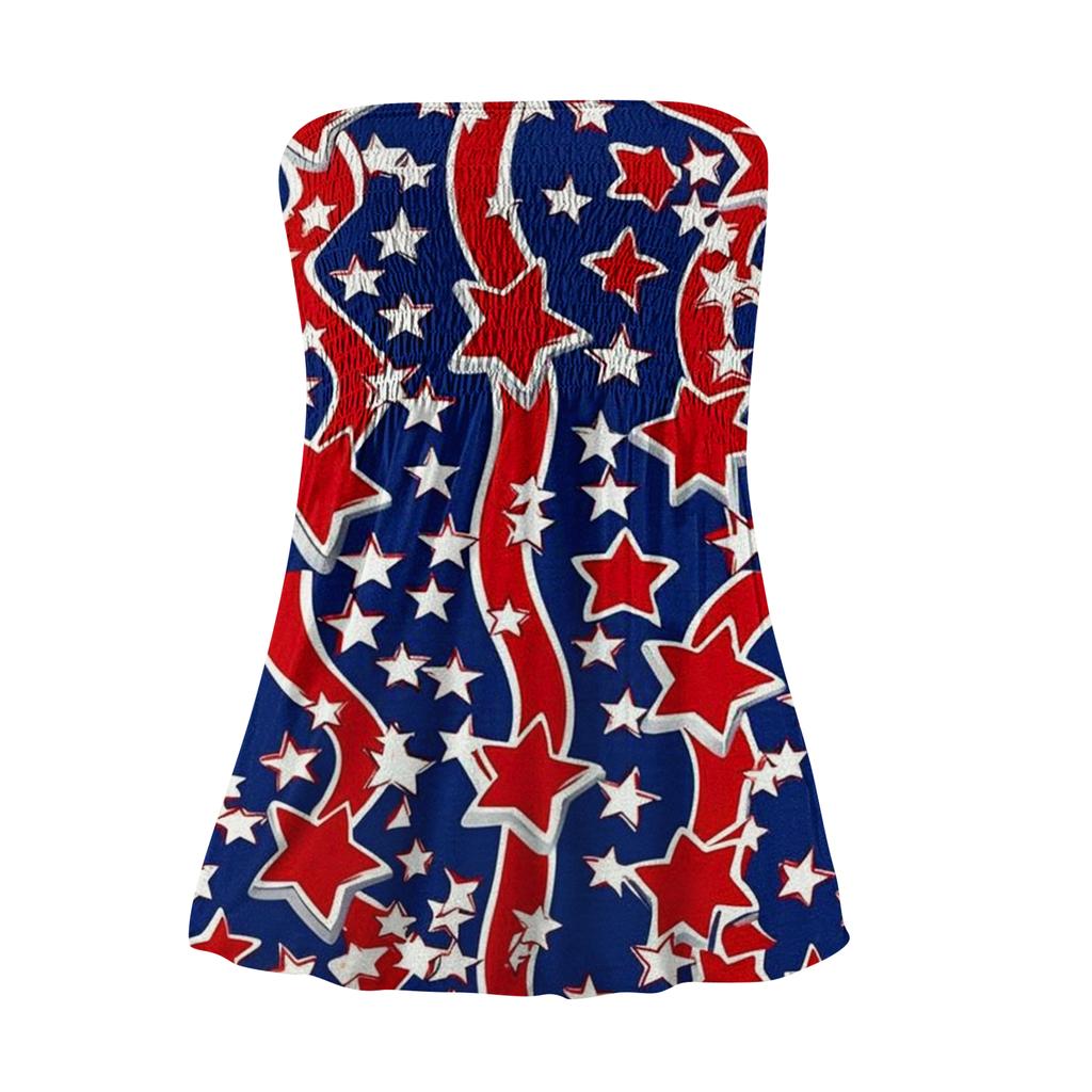 Tube Tops For Women,Cute Sexy Off Shoulder Print Sleeveless T-Shirt