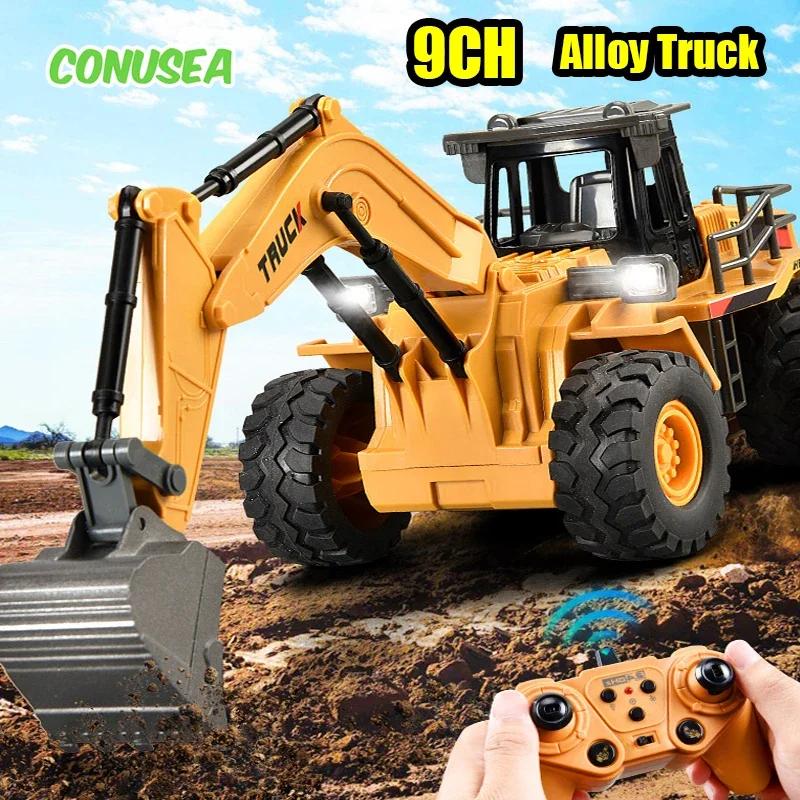 Rc Truck Excavator Dump Tractor 2.4G Remote Control Car 9Ch Alloy Engineering Vehicle Children's Toys for Boys Birthday Gifts