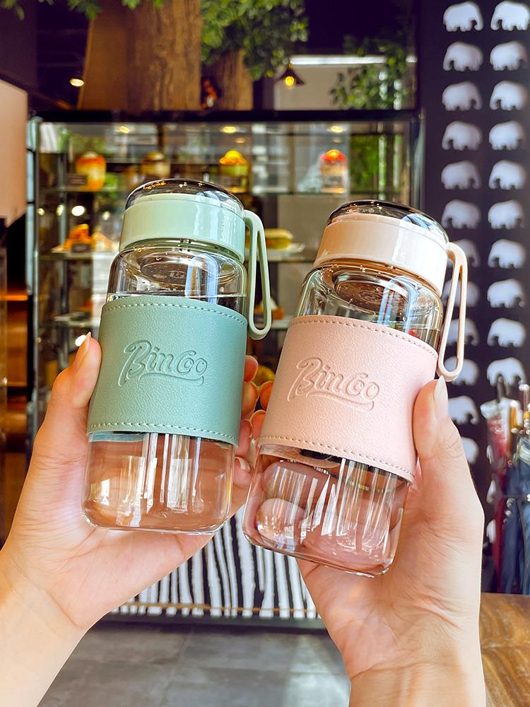 Portable Cute Glass Water Cup with Lid - Stylish Summer Tea Brewing Mug