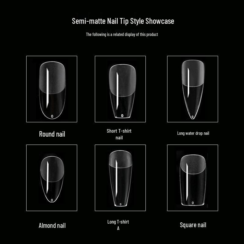 Ultra-Thin Frosted Transparent Nail Tips - Long Pointed, Ballerina, Trapezoid, Almond, No-Grind