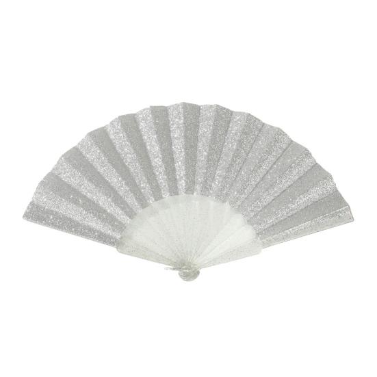 Summer Folding Fan with Glitter Powder Portable Plastic Ribs Hand Fan Men Women Dance Performance Props Party Favors