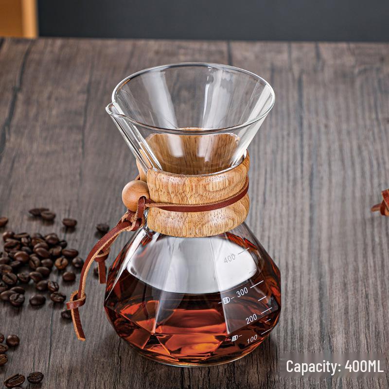 Diamond-Shaped Chemex Hand-Drip Coffee Pot Set - Heat-Resistant Glassware with Custom Logo Option