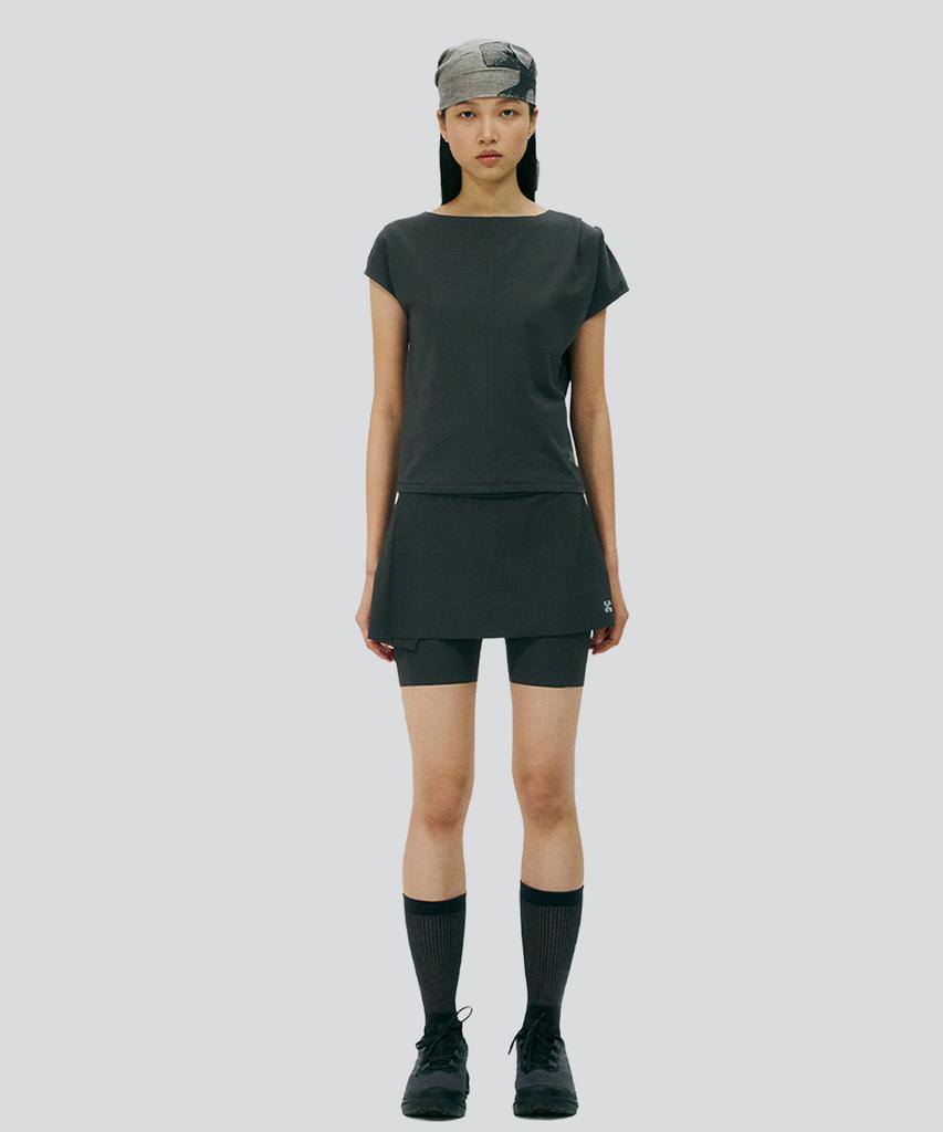 KALEG Transitional Pintuck Crewneck T-Shirt For Women (Dark Grey)