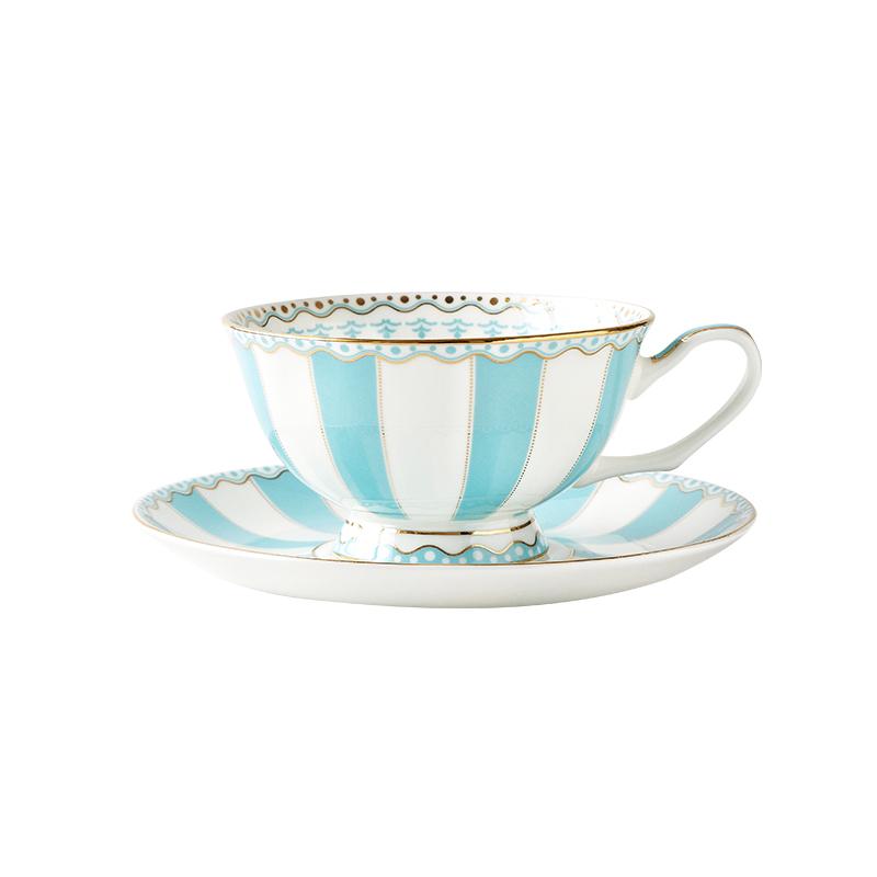 

European Coffee Cup and saucer, English Afternoon Tea Set, Teacup Bone China, Home Drink Gifts, Blue and Pink 220ml синий