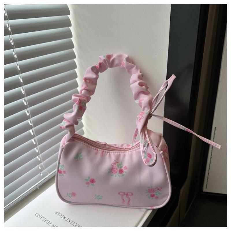 Floral Print Underarm Shoulder Bag Anti Scratch Retro Lightweight Small Casual Purse for Daily Work Commute
