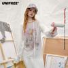 Retro Bear Carousel Print Knit Sweater with Scarf