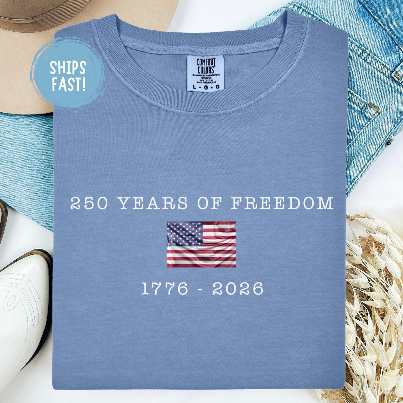 America God Shed His Grace On Thee 250 Years Since 1776 Shirt Patriotic Vintage USA Tee Fourth of July Freedom Gift Comfort Colors S