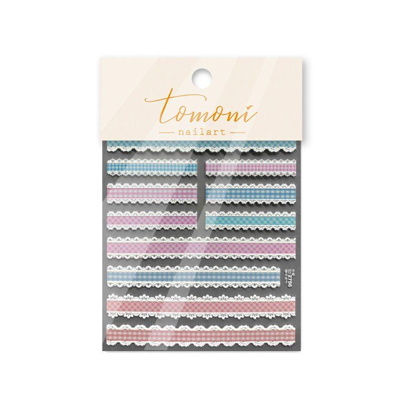 

Lace Gingham Rabbit Nail Art Sticker Tomoni Relief Best Selling Japanese Cute 5D Nail Sticker Nail Ornament Blue Powder Lace Gingham 2756