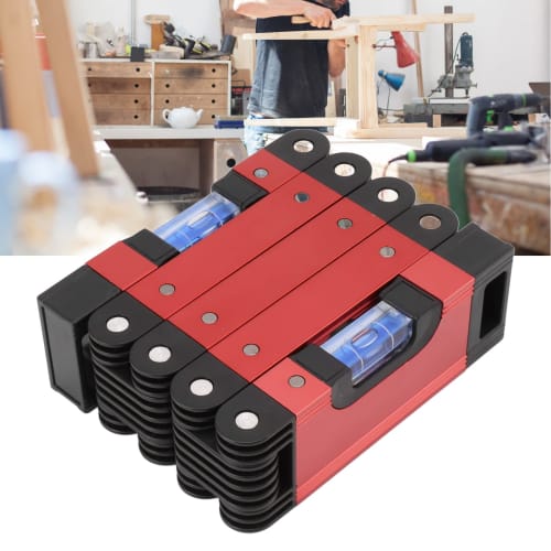 Folding Level, Multifunctional Folding Level Measuring Tool, 4 Level Bubbles 45 90 180, Multi-Angle Magnetic Level Tool for Carpentry and Woodworki