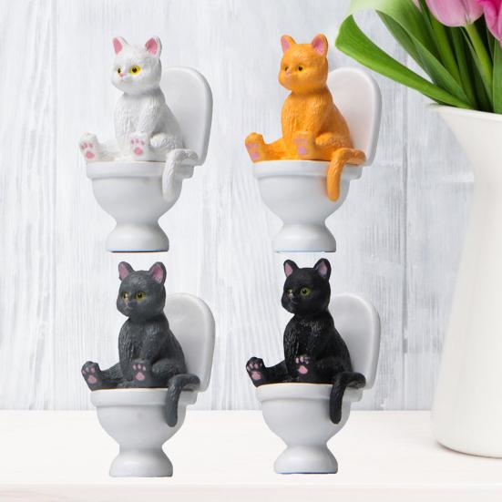 Katzenfiguren Hohe Simulation Lebhafter Ausdruck Dekorationszubehör Toilette Sitzende Miniaturkatze Tiermodell Spielzeug für Kinder