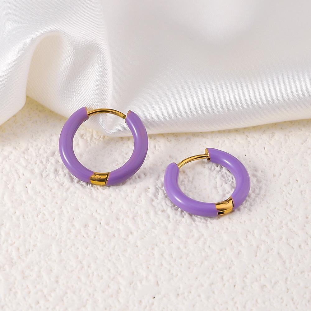 Colorful Series 18k Gold Titanium Steel Drip Oil Stud Earrings for Women