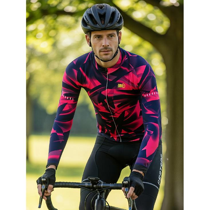 

Fashion Gradient Long-Sleeve Cycling Jersey for Men And Women, Featuring a Zip-Up Jacket with Three Pockets for Spring, Summer, And Autumn L червоний