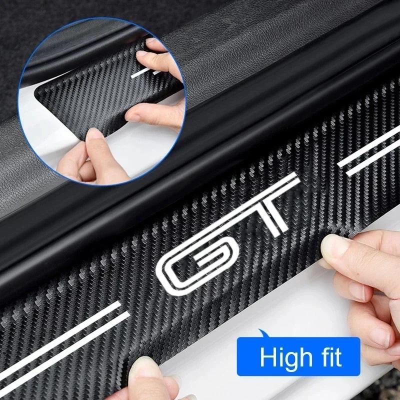 hrkqj5 For Ford GT Logo Luminous Door Threshold Stickers Scuff Scratch Car Door Threshold Protective Trunk Strips Anti kick Stickers