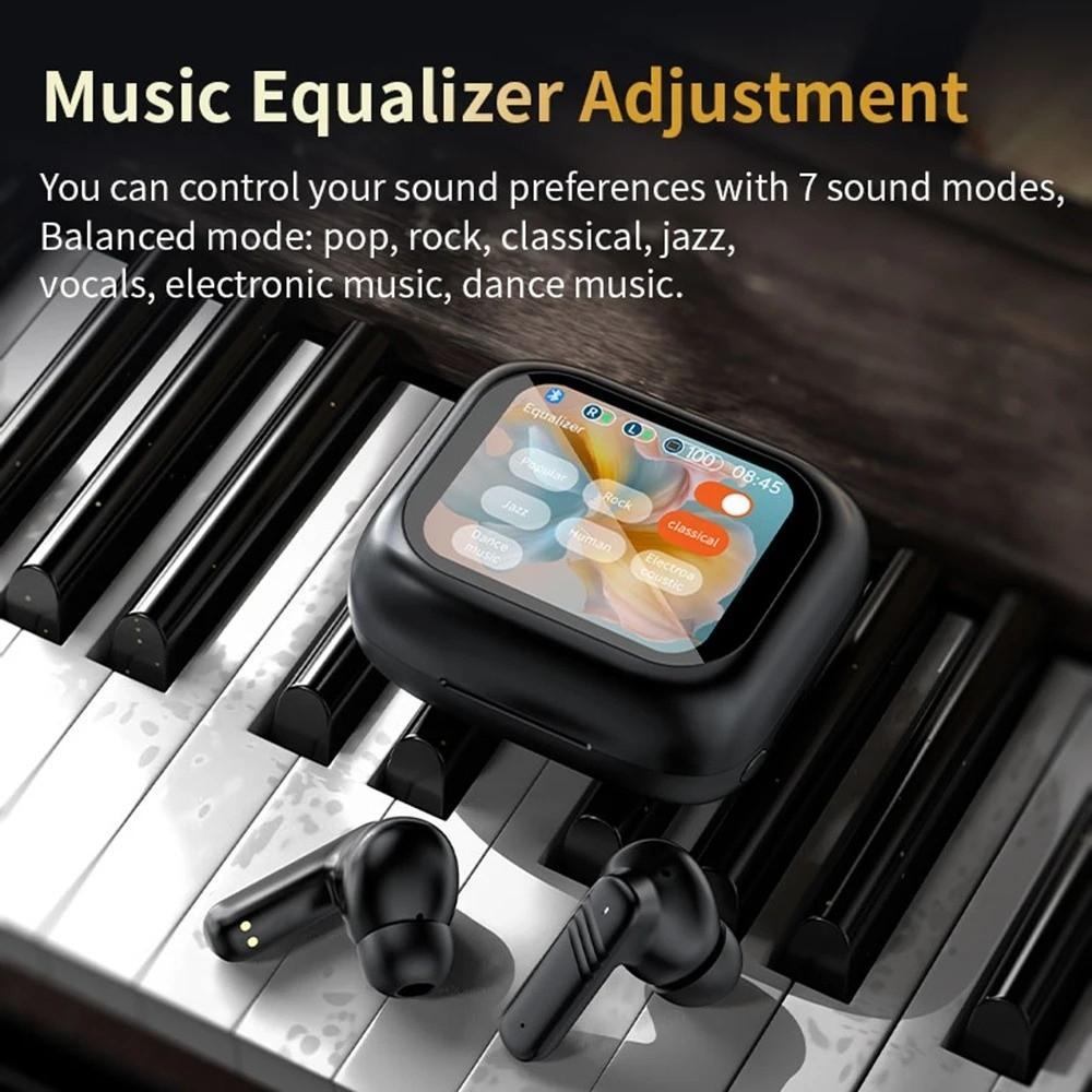 Bluetooth 5.4 ANC Bluetooth Earphones Smart LCD HiFi Stereo Earphones  Mobile Phone Universal