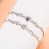 Charm Female White Purple Zircon Stone Skeleton Wing Heart Round Bracelet Silver Color Adjustable Wedding Jewelry For Women