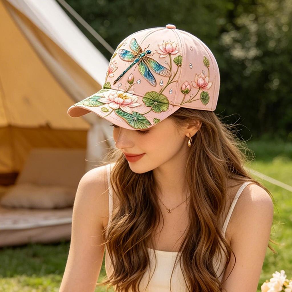 Breathable Garden Morning Cap Adjustable Animal Pattern Sports Sun Hat Soft Cotton Hummingbird Flowers Baseball Cap Outdoor