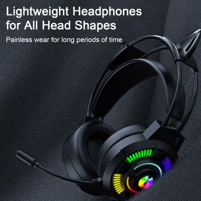 Headphones Active Noise Cancelling Immersive 3D HiFi Sound with RGB Breathing Light Wired Gaming Headsets