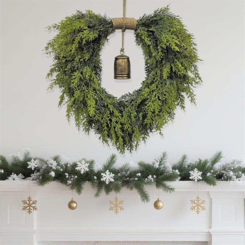 Sustainable Heart Bell Christmas Garlands Portable Safe Holiday Wreath Durable Indoors Festival Decors