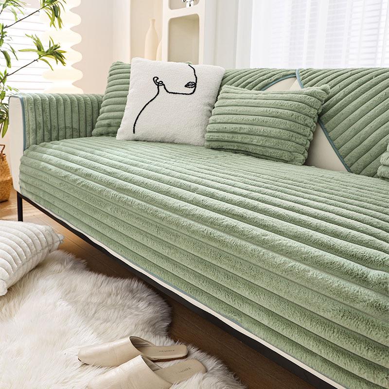 Winter Luxury Rabbit Plush Sofa Cushion - Non-slip, Thickened Cover in Simple French Style