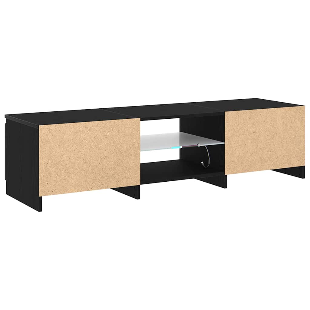 TV Cabinet In Black Oak Look 140 X 38.5 X 36 Cm
