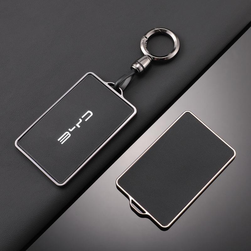 Car NFC Card Key Case Cover Full Shell Leather Keychain Pendant For BYD Tang DM Han EV Song PRO Qin PLUS DMI Key Bag Accessories