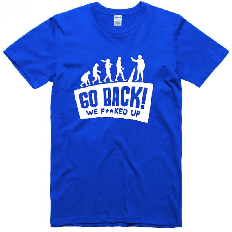 Mens Funny Evolution Go Back Print Short Sleeved T-shirt Fashionable Comfortable Soft Breathable Summer Cotton T-shirt