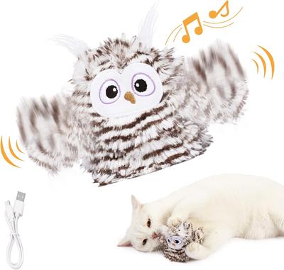 Interactive Cat Toys Rechargeable Automatic Tweeting Owl Cat Toys, Automatic Flapping Wings Bird Cat Toys Suitable for Indoor Cats To Play Alone