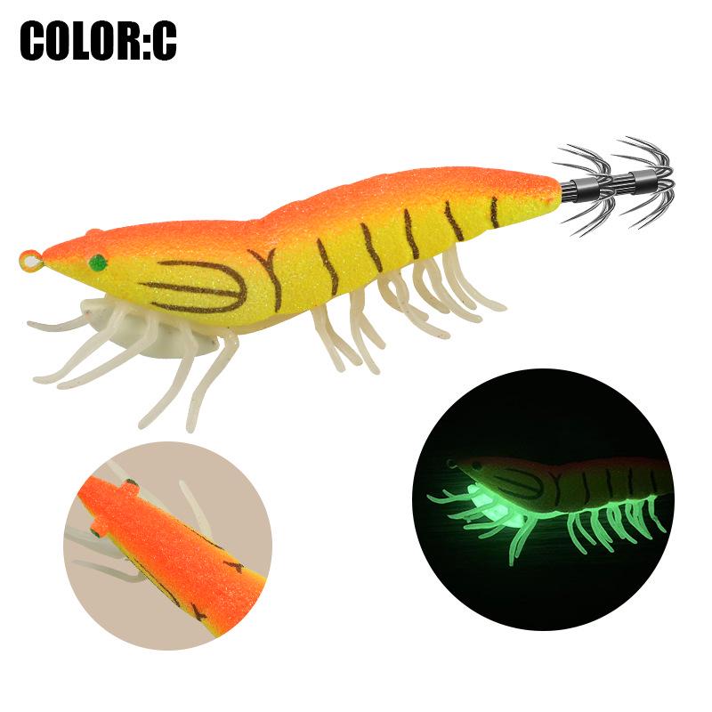 Verstärkter Black King Kong Schirmhaken Leuchtender Tintenfischköder, Simulation Holzgarnele, Langsam sinkend, 8g, 12g, 19.5g für Meeresangeln.