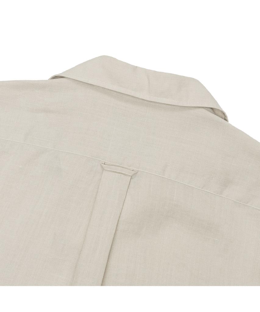 PRODESHIRT [Semi-Oversized] Cuban Open Collar Linen Shirt (Grey)