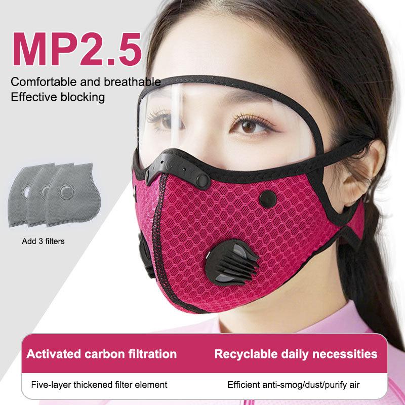 Fahrrad Gesichtsmaske mit Filter Brille Staubmaske Sport Waschbar Wiederverwendbar Gesichtsmaske für Männer Bandana Aktivkohlefilter
