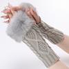 Diamond Shaped Short Furry Gloves New Autumn and Winter Woolen Sleeves for Women Fake Sleeves Knitted Warm Fingerless Wrist Arm Sleeves
