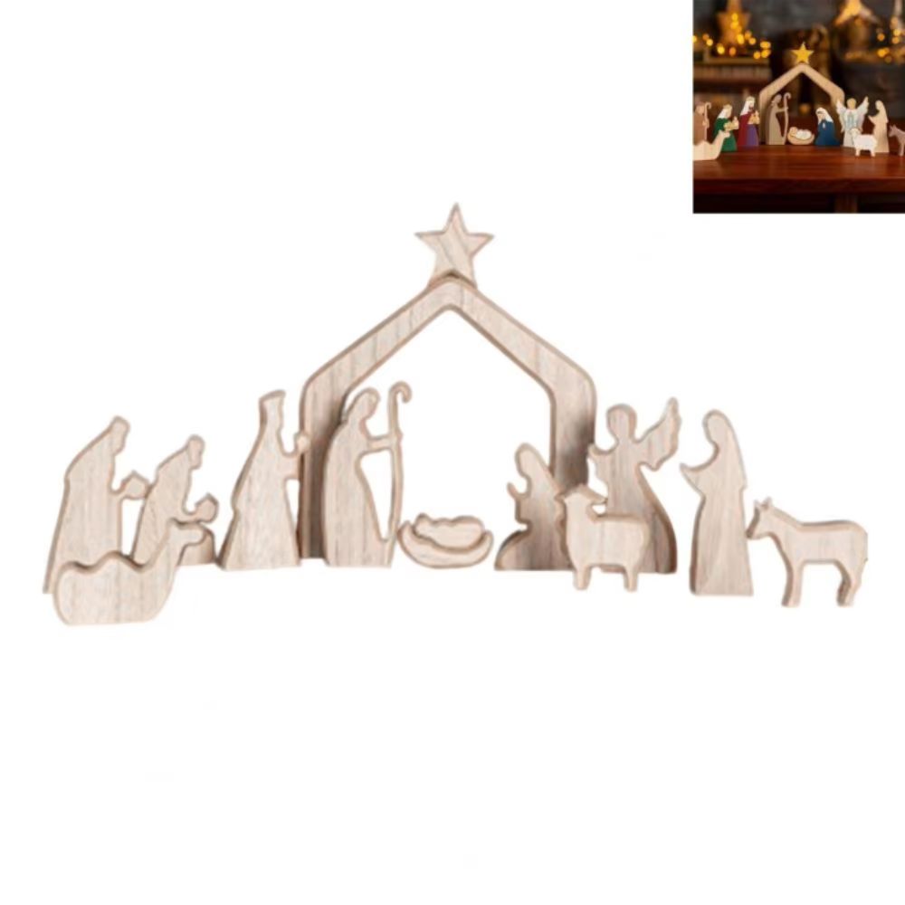 Mini Nativity Scene Decorations Stable Wooden Nativity Scene Set Nativity Scene Table Centerpiece