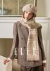 ELLE 100% Sheepskin Scarf Women's Autumn and Winter Warm Fashion Letter Jacquard Shawl Dual purpose