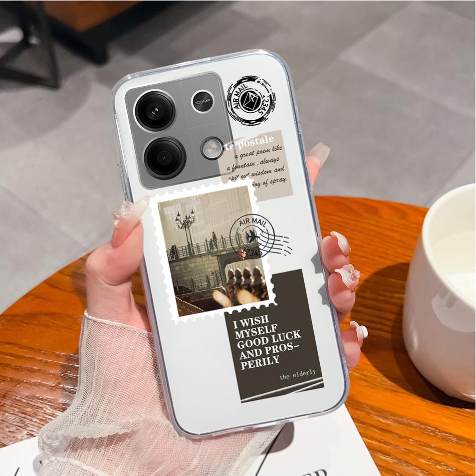 For Redmi Note 13 Pro Plus Phone Case Ink Painting Transparent Soft Slim Silicone Anti Choc Back Cover For Redmi Note13 13Pro+