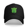 Neon Green Skeleton Ribcage Baseball Cap Black Adjustable Polyester Dad Hat for Casual Outdoor Wear