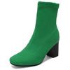 Green Women's Ankle Boots 2025 Autumn Winter Block Heels Short Socks Boot Black Pink Blue Party Shoes Female Large Size 48